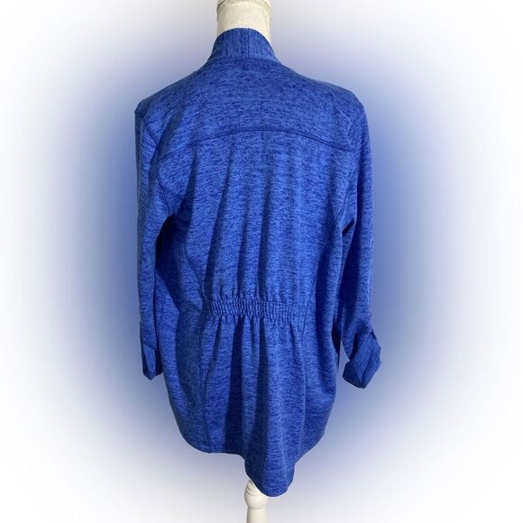 T by Talbots Cardigan Women’s M Blue Space Dye Open Front Knit Casual Preppy - Picture 2 of 8